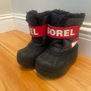 Sorel Kids' Black and Red Snow Boots